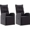 vidaXL Gartensessel mit Kissen 2 Stk. Verstellbar Schwarz Poly Rattan Stahl* Kissen