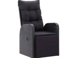 vidaXL Gartensessel mit Kissen 2 Stk. Verstellbar Schwarz Poly Rattan Stahl* Kissen