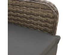 vidaXL Gartensessel Stahl Verstellbar mit Kissen Grau Poly Rattan