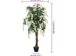 vidaXL Glyzinienbaum Künstlich 840 Blätter 120 cm Grün und Weiß* Kunstpflanzen