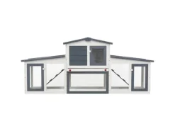 vidaXL Großer Kaninchenstall Grau und Weiß 204x45x85 cm Holz
