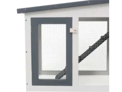 vidaXL Großer Kaninchenstall Grau und Weiß 204x45x85 cm Holz