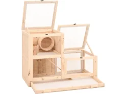 vidaXL Hamsterkäfig 81x40x60 cm Massivholz Tanne