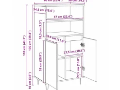 vidaXL Highboard Braun 60 x 36 x 110 cm Holzwerkstoff 879619* Sideboards