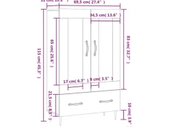 vidaXL Highboard Grau Sonoma 69,5x31x115 cm Holzwerkstoff 828282* Vitrinen