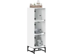vidaXL Highboard mit Glastüren Weiß 35x37x120 cm 836560* Vitrinen