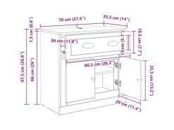 vidaXL Highboard Schwarz Eichen-Optik 70 x 35,5 x 67,5 cm 881419