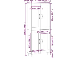 vidaXL Highboard Sonoma-Eiche 69,5x34x180 cm Holzwerkstoff 3198324* Vitrinen