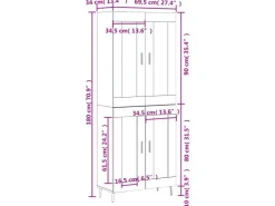 vidaXL Highboard Sonoma-Eiche 69,5x34x180 cm Holzwerkstoff 3198356* Vitrinen