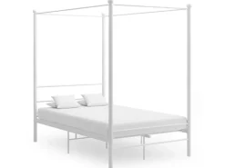 vidaXL Himmelbett Weiß Metall 120x200 cm651108* Betten