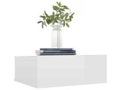 vidaXL Hängende Nachttische 2 Stk Hochglanz-Weiß 40x30x15 cm* Wandregale