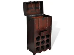 vidaXL Holz-Flaschenregal für 9 Flaschen mit Aufbewahrungstruhe