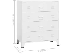vidaXL Industrial Kommode mit Schubladen Weiß 78x40x93 cm Metall