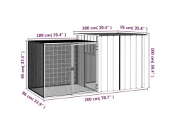 vidaXL Kaninchenkäfig Grau 200x91x100 cm Verzinkter Stahl