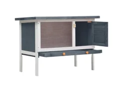 vidaXL Kaninchenstall 1 Ebene Grau Holz* Kleintierbedarf