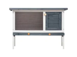 vidaXL Kaninchenstall 1 Ebene Grau Holz* Kleintierbedarf