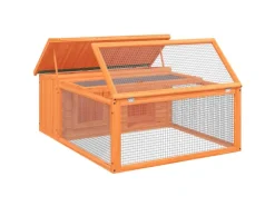 vidaXL Kaninchenstall Braun 117,5x97x47,5 cm Massivholz Kiefer* Kleintierbedarf