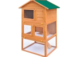 vidaXL Kaninchenstall Kleintierhaus Hasenstall 3 Ebenen Holz* Kleintierbedarf