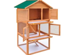 vidaXL Kaninchenstall Kleintierhaus Hasenstall 3 Ebenen Holz* Kleintierbedarf