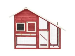vidaXL Kaninchenstall Rot und Weiß 140x63x120 cm Tanne Massivholz* Kleintierbedarf