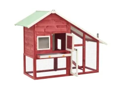 vidaXL Kaninchenstall Rot und Weiß 140x63x120 cm Tanne Massivholz* Kleintierbedarf