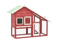 vidaXL Kaninchenstall Rot und Weiß 140x63x120 cm Tanne Massivholz* Kleintierbedarf
