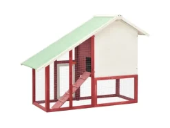vidaXL Kaninchenstall Rot und Weiß 140x63x120 cm Tanne Massivholz* Kleintierbedarf