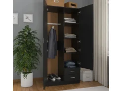 vidaXL Kleiderschrank Schwarz 80x52x180 cm Holzwerkstoff