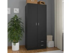 vidaXL Kleiderschrank Schwarz 80x52x180 cm Holzwerkstoff
