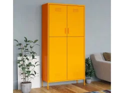 vidaXL Kleiderschrank Senfgelb 90x50x180 cm Stahl
