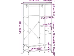 vidaXL Kleiderständer mit Ablagen Räuchereiche Holzwerkstoff 847861* Garderoben