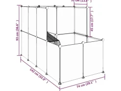 vidaXL Kleintierkäfig Transparent 142x74x93 cm PP und Stahl* Kleintierbedarf