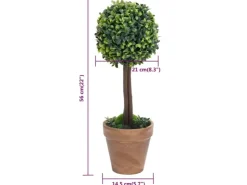 vidaXL Künstliche Buchsbäume 2 Stk mit Topf Kugelform Grün 56 cm* Kunstpflanzen