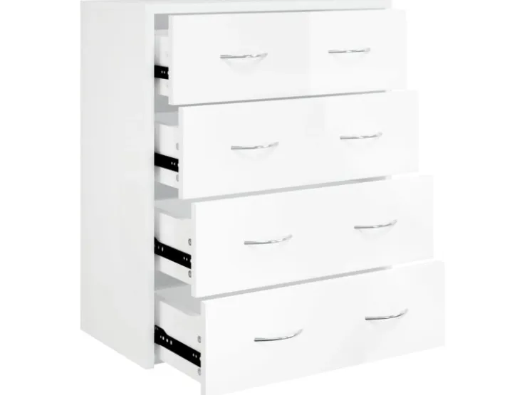vidaXL Kommode mit 4 Schubladen 60x30,5x71 cm Hochglanz-Weiß 342579* Kommode