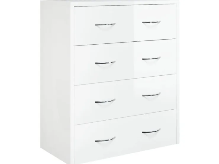 vidaXL Kommode mit 4 Schubladen 60x30,5x71 cm Hochglanz-Weiß 342579* Kommode