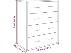 vidaXL Kommode mit 4 Schubladen 60x30,5x71 cm Hochglanz-Weiß 342579* Kommode