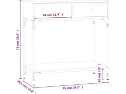 vidaXL Konsolentisch Schwarz 75x34,5x75 cm Holzwerkstoff Modell 1* Tische