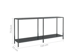 vidaXL Konsolentisch Schwarz 160x35x75,5 cm cm Hartglas* Tische