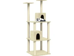 vidaXL Kratzbaum mit Sisal-KratzSäulen Creme 141 cm Modell 1* Katzenbedarf