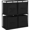 vidaXL Lagerschrank mit 4 Stoffkörben Schwarz 63×30×71 cm Stahl* Kommode
