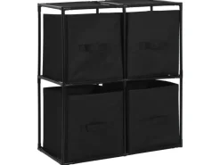 vidaXL Lagerschrank mit 4 Stoffkörben Schwarz 63×30×71 cm Stahl* Kommode