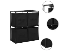 vidaXL Lagerschrank mit 4 Stoffkörben Schwarz 63×30×71 cm Stahl* Kommode