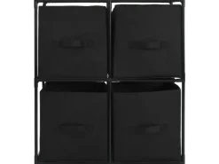 vidaXL Lagerschrank mit 4 Stoffkörben Schwarz 63×30×71 cm Stahl* Kommode