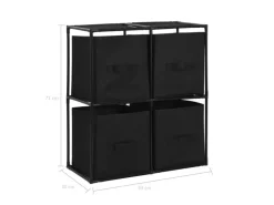 vidaXL Lagerschrank mit 4 Stoffkörben Schwarz 63×30×71 cm Stahl* Kommode