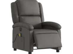 vidaXL Massagesessel Elektrisch Grau Echtleder* Sessel
