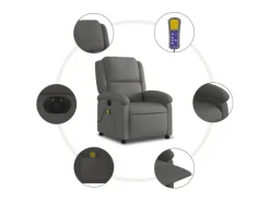 vidaXL Massagesessel Elektrisch Grau Echtleder* Sessel