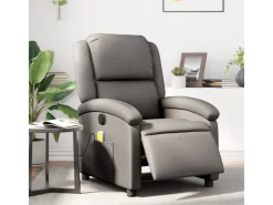 vidaXL Massagesessel Elektrisch Grau Echtleder* Sessel