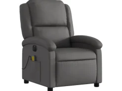 vidaXL Massagesessel Elektrisch Grau Echtleder* Sessel