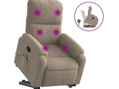 vidaXL Massagesessel mit Aufstehhilfe Taupe Mikrofasergewebe* Sessel