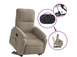 vidaXL Massagesessel mit Aufstehhilfe Taupe Mikrofasergewebe* Sessel